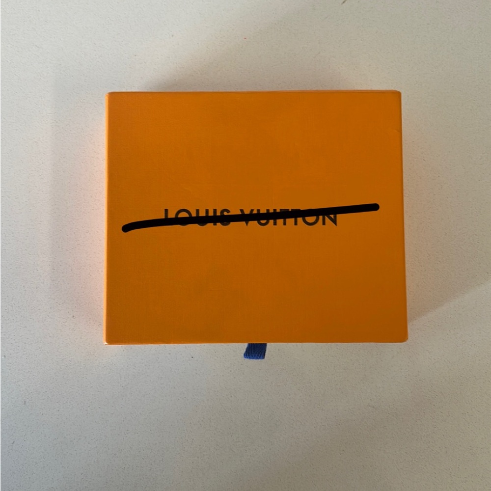 Louis Vuitton Orange Box with Black Logo and Blue Pull Tab